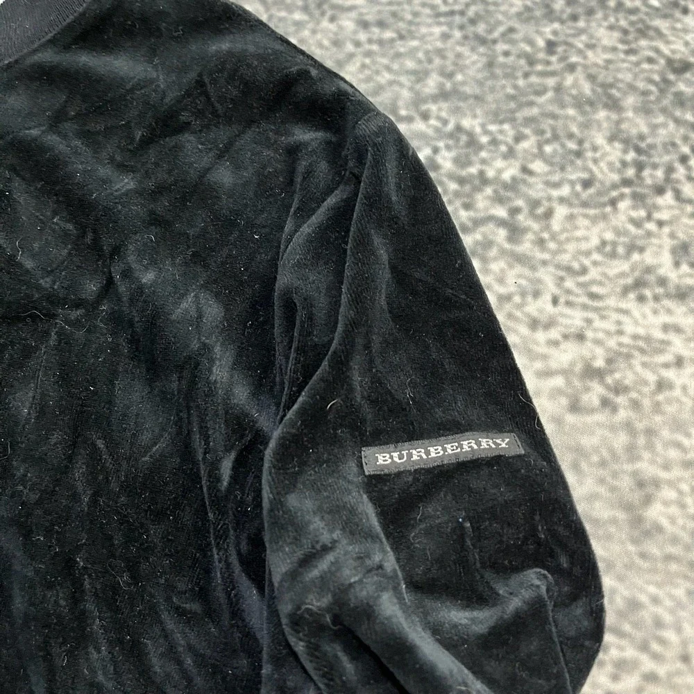 Burberry Golf Striped Bomber Jacket Womens Medium Black Full Zip Velvet Designer